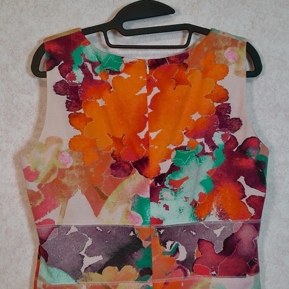 NWT Calvin Klein Watermelon Multi Color Bandage Wrap BodyCon Midi Dress Size 12 - Picture 6 of 11